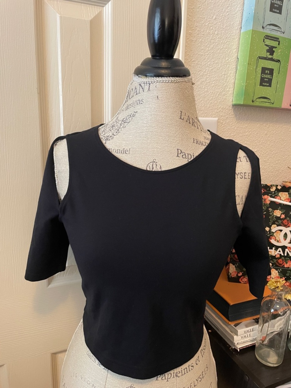 Fabletics Black Top with Zipper Detail